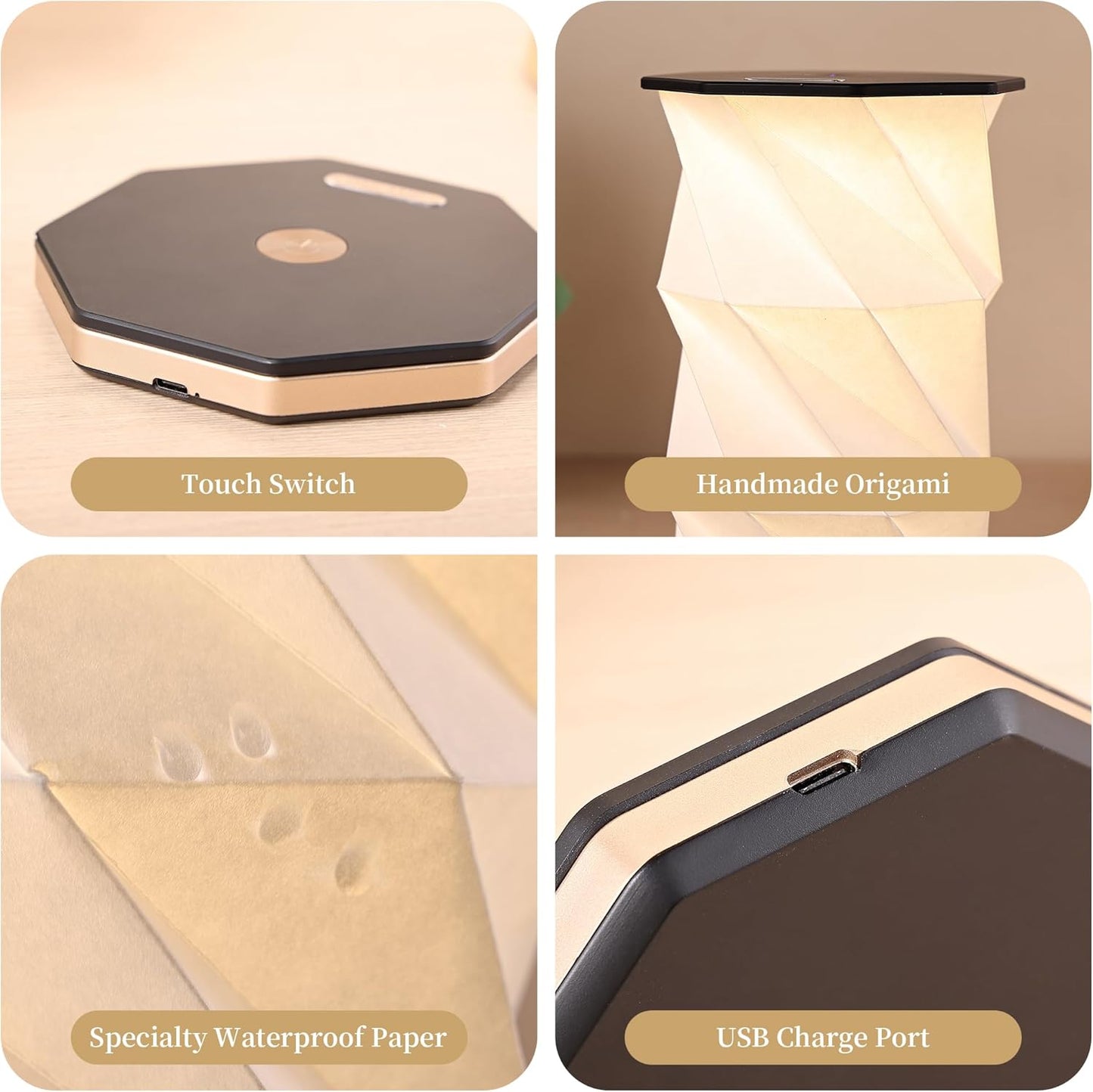 Lámpara LED Origami Plegable Portátil con Luz Cálida
