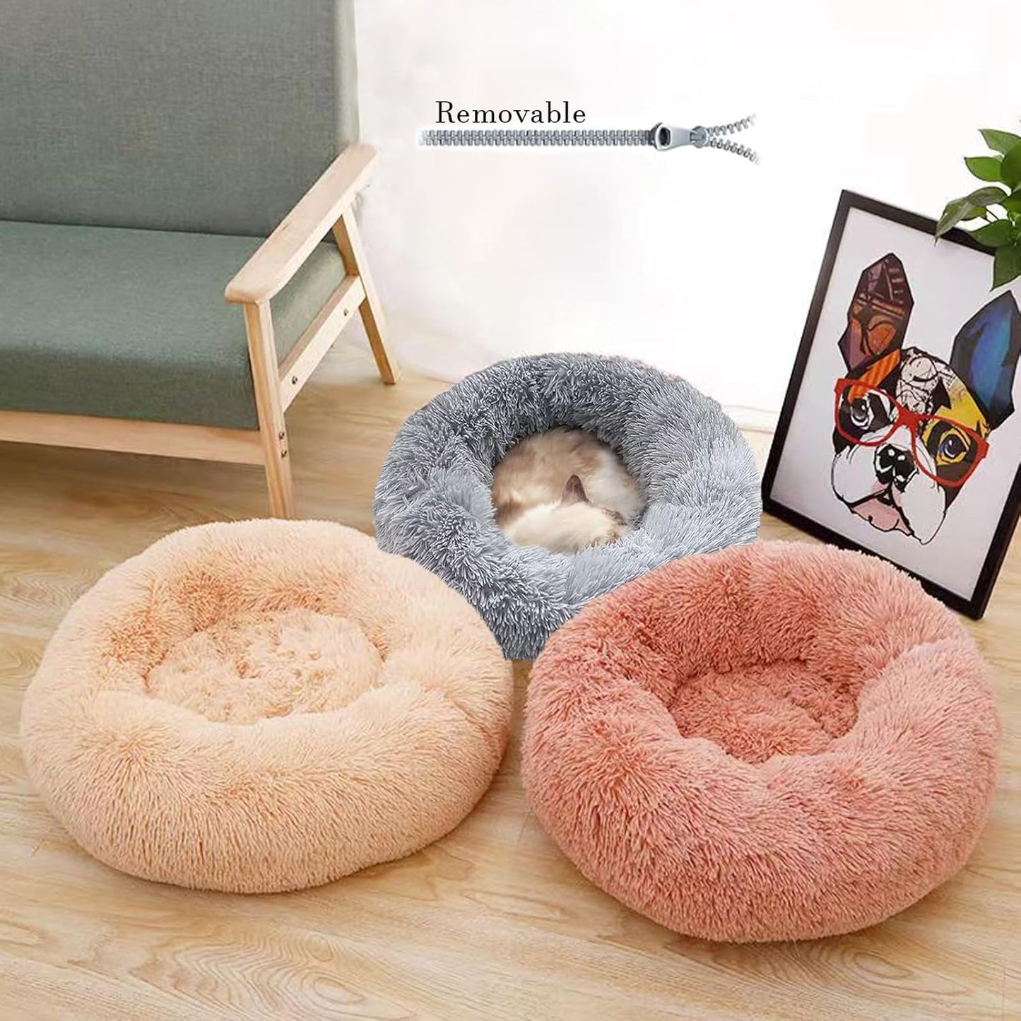 Nido Deluxe – Cama Afelpada Antiestrés para Mascotas