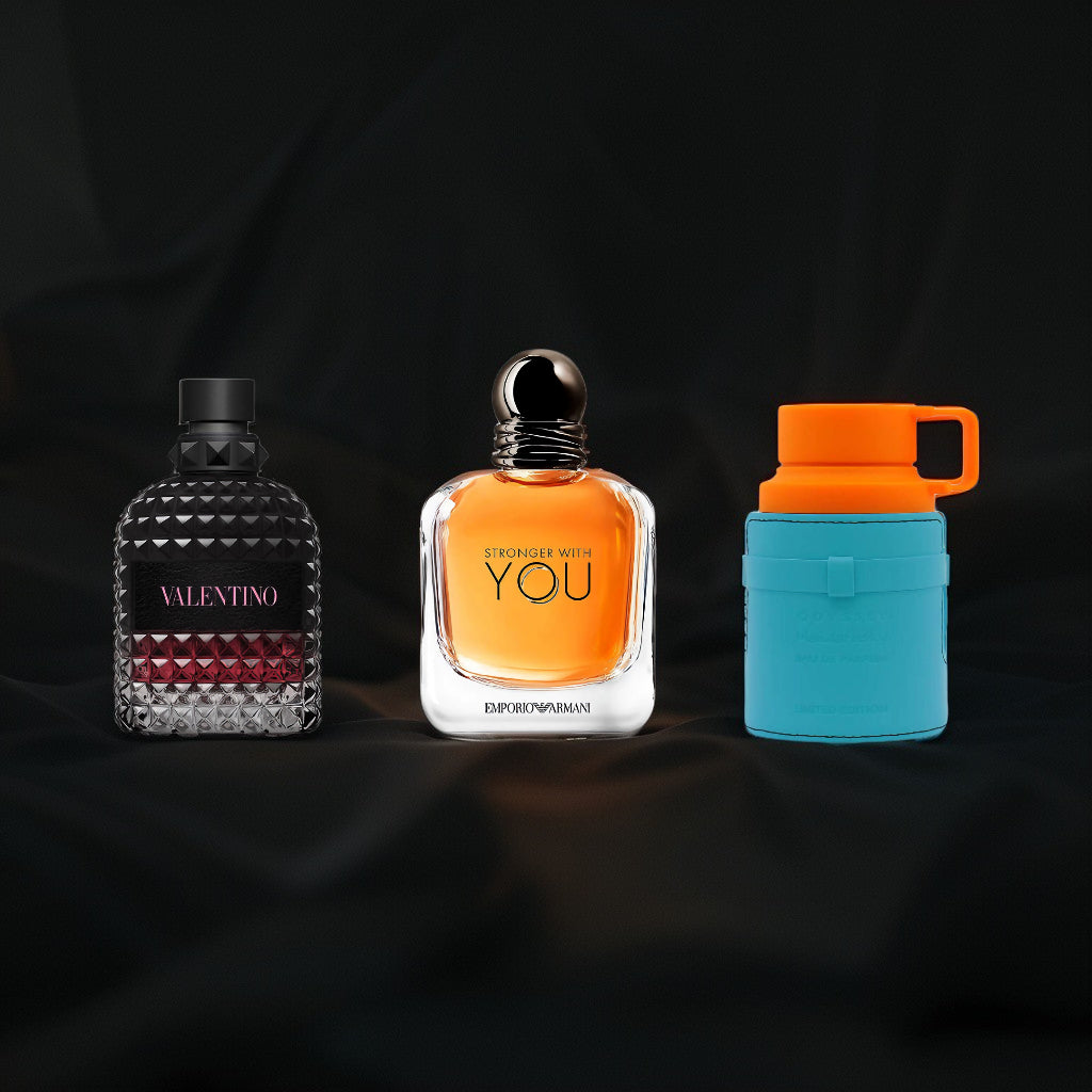 Combo Alta Gama Hombre | Armaf Odyssey Mandarin Sky | Stronger With You | Valentino Uomo Born in Roma | 100 ML